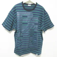 美品 kolor BEACON カラービーコン border on border logo print ボーダー柄 半袖 Tシャツ カットソー 20SBM-T05235 2 ネイビー系 メンズ 古着 中古 USED