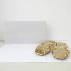 良品 JIMMY CHOO ジミーチュウ スクエアトゥ フラット ミュール サンダル 36.5 23.5cm相当 ゴールド レディース 古着 中古 USED