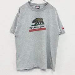 半袖アニマルプリントTシャツ　熊　NOR CAL　ベア　レトロデザイン　クルーネック　灰　グレー　Lサイズ　　古着