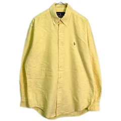 90年代 RALPH LAUREN ラルフローレン ボタンダウン 長袖シャツ イエロー(メンズ 15 1/2)中古 古着 X8305