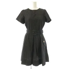 バーバリーブルーレーベル BURBERRY BLUE LABEL 半袖 デニムワンピース 膝丈 36 ブラック /HK ■OS