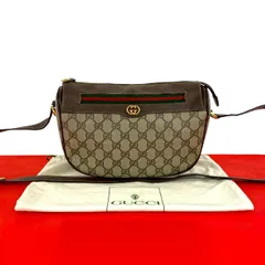 極 美品 袋付き GUCCI グッチ オールドグッチ ヴィンテージ シェリーライン GGロゴ 金具 レザー ショルダーバッグ ブラウン 28950