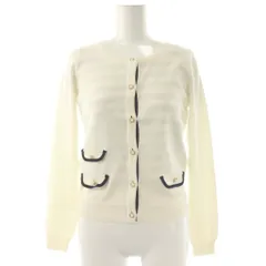 アプワイザーリッシェ Apuweiser-riche アンサンブルニット カーディガン カットソー ボーダー フェイクパール 2 白 紺 /CX ■OS