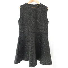 美品 maje マージュ ラインストーン フラワージャガード ノースリーブ ワンピース サイズ36 ブラック レディース 古着 中古 USED