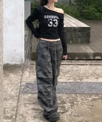 カモフラージュ ミリタリーシャーリング ワイド パンツ