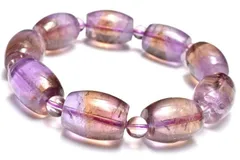 【１点物】希少◇バイカラー アメトリン　17-18x13.5(丸玉6)mm　チューブ天珠 ブレスレット パワーストーン 天然石 _MC7914