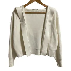 良品 25SS Theory luxe セオリーリュクス FULTON NELLI リブニットフーディーカーディガン サイズS32 ホワイト レディース 古着 中古 USED