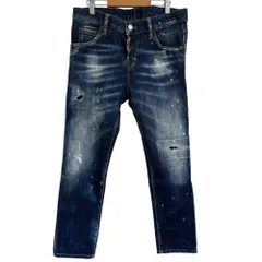 美品 Dsquared2 ディースクエアード cool girl cropped jean ダメージ加工 デニムパンツ ジーンズ 36 インディゴブルー レディース 古着 中古 USED