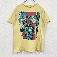 僕のヒーローアカデミア　半袖アニメプリントTシャツ　ジャンプ　レトロ　クルーネック　黄色　イエロー　Mサイズ　　古着
