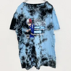 半袖アニメプリントTシャツ　僕のヒーローアカデミア　轟　タイダイ　水色　クルーネック　レトロデザイン　Mサイズ　古着