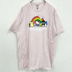 サンリオ　ハローキティ　半袖キャラクタープリントTシャツ　レトロデザイン　クルーネック　ピンク　XLサイズ　古着