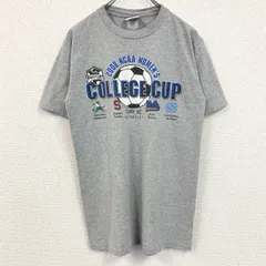 90s　00s　Champion　半袖プリントTシャツ　サッカー　カレッジカップ　グレー　ヴィンテージ　Mサイズ　古着