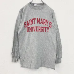 Champion　チャンピオン　長袖カレッジプリントTシャツ　レトロデザイン　クルーネック　グレー　灰　Sサイズ　古着