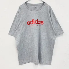 adidas　アディダス　半袖プリントTシャツ　スリーストライプ　クルーネック　グレー　XＸLサイズ　古着