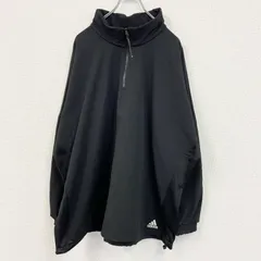 adidas　アディダス　ハーフジップナイロンジャケット　黒　ブラック　2XLサイズ　古着