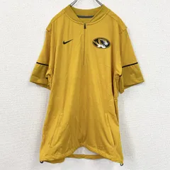 NIKE　ナイキ　半袖　ハーフジップナイロンジャケット　スウッシュロゴ　黄色　イエロー　Lサイズ　古着