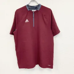 adidas　アディダス　半袖ハーフジップTシャツ　ワンポイント　赤　レッド　バイカラー　Lサイズ　古着