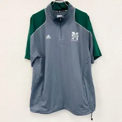 adidas　アディダス　半袖プルオーバージャケット　ハーフジップ　ワンポイント　灰　グレー　XLサイズ　古着