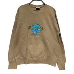 USA製 ハードロックカフェ 刺繍ロゴ スウェット ニューヨーク 茶 L 古着 Hard Rock CAFE NEW YORK トレーナー 90s ヴィンテージ オーバーサイズ ビッグシルエット アースカラー ブラウン系 メンズ レディース / IA473