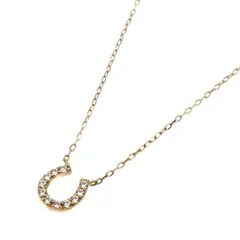 4℃ ヨンドシー K10PG ピンクゴールド ホースシュー ネックレス 111736123101 キュービックジルコニア 1.0g 40cm レディース 中古 美品