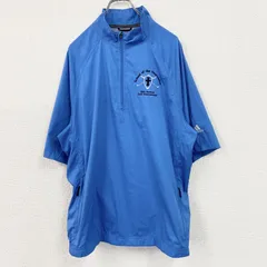 adidas　アディダス　半袖ハーフジッププルオーバージャケット　スリーストライプス　ブルー　XLサイズ　古着