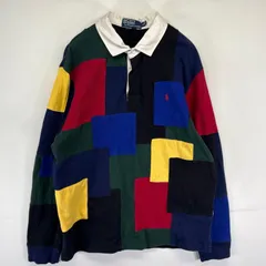 古着 ポロバイラルフローレン Polo by Ralph Lauren 長袖シャツ ラガーシャツ パッチワーク ワンポイント刺繍 XL マルチカラー メンズ