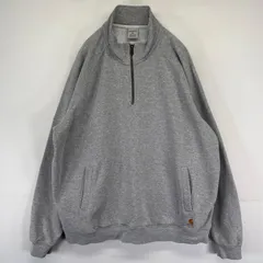 古着 カーハート Carhartt スウェット ハーフジップ プルオーバー トレーナー ワンポイントロゴ XL  グレー系 メンズ