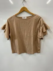 ピB459⚫︎OPAQUE.CLIP⚫︎オペークドットクリップ⚫︎カットソー⚫︎コットン100%⚫︎ストレッチ⚫︎フリルスリーブ⚫︎レディース⚫︎size 38⚫︎ベージュ