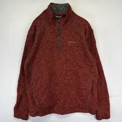 古着 エディー・バウアー Eddie Bauer フリース スウェット ワンポイントロゴ刺繍 ハーフジップ ニット XL  オレンジ系 メンズ