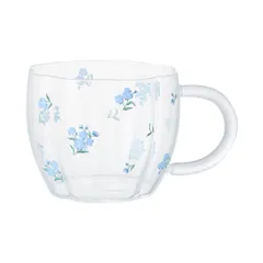 Francfranc フランフラン フラワーガラス マグ ブルー コーヒーカップ ティーカップ