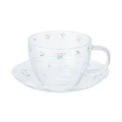 Francfranc フランフラン フラワーガラス カップ&ソーサー ホワイト コーヒーカップ ティーカップ