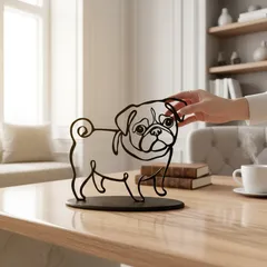 パグ　ラインオブジェ　インテリアオブジェ　樹脂製　軽量 犬好きプレゼント
