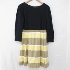 BLUE LABEL CRESTBRIDGE ブルーレーベル クレストブリッジ ボーダードッキング フレア ミニワンピース サイズ38 ネイビー系 レディース 古着 中古 USED