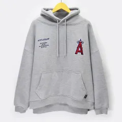 APPLEBUM アップルバム MLB LA Angels ロサンゼルス エンゼルス コラボ 刺繍 ロゴ スウェット パーカー フーディ スウェット 裏起毛 肉厚 13.4oz 杢 グレー メンズ L オーバーサイズ 'のサムネイル