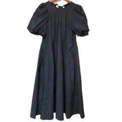 美品 CELFORD セルフォード バックフレアワンピース 半袖 パフスリーブ ストレッチ ロング ドレス CWFO211064 36 インディゴ レディース 古着 中古 USED