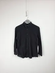 ブラック リネン ブラウス 長袖 シャツ レディース フリーサイズ 0413