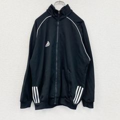 adidas Lsize トラックジャケット 刺繍ロゴ 3本ライン ブラック 黒