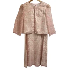 美品 U by ungaro ウンガロ フラワー刺繍 ノーカラージャケット＋ワンピース セットアップ 40 ピンク レディース 古着 中古 USED