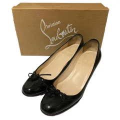 美品 Christian Louboutin クリスチャンルブタン エナメル リボンパンプス I34.5サイズ 22.5cm相当 ブラック レディース 古着 中古 USED