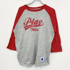 Champion　チャンピオン　七分袖Tシャツ　ラグランスリーブ　バイカラー　赤　グレー　XLサイズ　古着