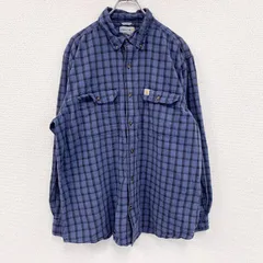 Carhartt　カーハート　長袖ボタンダウンシャツ　チェック柄　青　ブルー　XLサイズ　古着