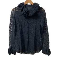 美品 ANNA SUI アナスイ フラワーレース 長袖 シアーシャツ サイズ2 ブラック レディース 古着 中古 USEDのサムネイル