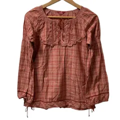 美品 PINK HOUSE ピンクハウス ロングスリーブ チェックブラウス レッド レディース 古着 中古 USED