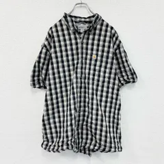 Carhartt　カーハート　半袖ボタンダウンシャツ　ラウンドシャツ　ギンガムチェック柄　黒　ブラック　XLサイズ　古着
