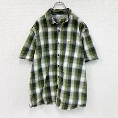 Carhartt　カーハート　半袖ボタンダウンシャツ　ラウンドシャツ　オンブレチェック　緑　グリーン　Lサイズ　古着