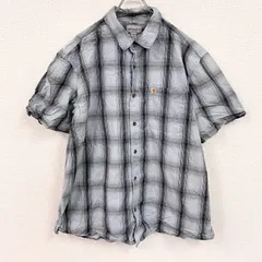 Carhartt　カーハート　半袖ボタンダウンシャツ　オンブレチェック　青　ブルー　2XLサイズ　古着