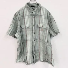 Carhartt　カーハート　半袖ボタンダウンシャツ　ダブルポケット　チェック柄　緑　グリーン　2XLサイズ　古着