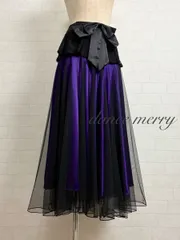 2点セット　新品　社交ダンス　スカート　ベルト　黒　紫　メッシュ　パーティ　ワルツ　4749　スタンダード　レッスン　タンゴ
