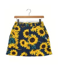 パーリーゲイツ】ゴルフ 花柄 ひまわり ミニ スカート ストレッチ 白