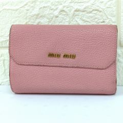 ミュウミュウ miu miu リボン ラウンドファスナー 長財布 レザー ピンク miu miu（ミュウミュウ） リボン ラウンドファスナー長財布 レザー